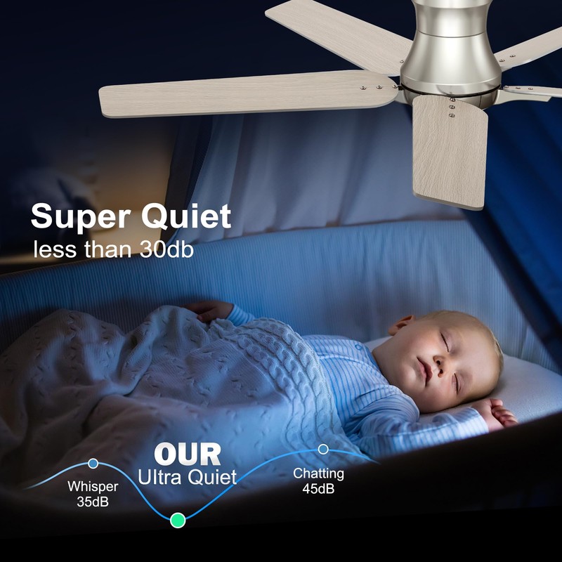 POCHFAN 52 Inch Ceiling Fans with Lights and Remote, Brushed