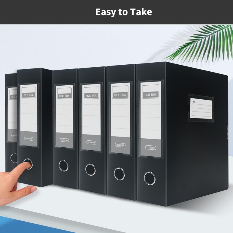 4 Pack Box Files A4,Plastic Box File with Lid,75mm Spine