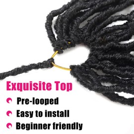 6Packs Soft Locs Crochet Hair 18Inch Faux Locs Crochet Hair Black Color (18Inch of 6Packs, #1B)