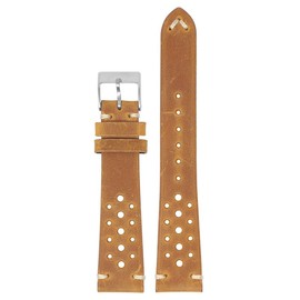 DASSARI Distressed Leather Rally Quick Release Watch Band Strap with Road Worn Finish - Peanut Butter - 20mm