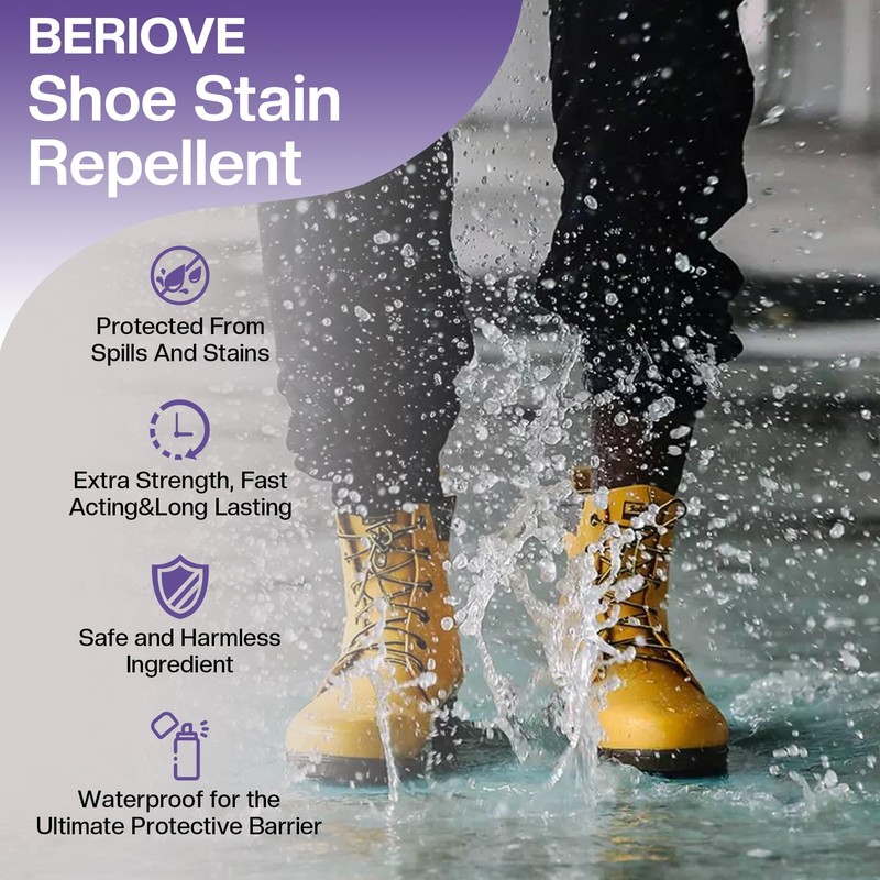 BERIOVE Shoe Protector Spray Waterproof : 13.5 OZ Waterproof Shoe