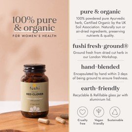 Fushi Organic Red Clover Capsules, 60 Caps | Fresh-Ground Whole Food | Rich in Minerals, Supports Women’s Health | Indigenously Sourced | Ethical, Vegan & Made in the UK