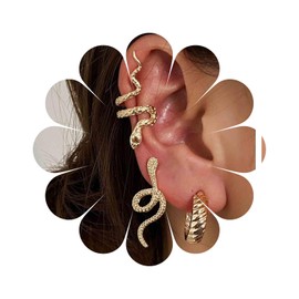 Yheakne Punk Snake Ear Climber Earrings Gold Serpent Cartilage Earrings Snake Ear Wrap Earrings Gothic Snake Earrings Jewelry for Women