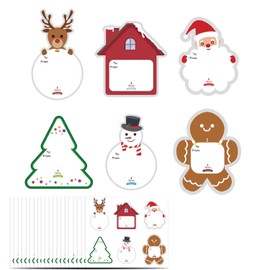 Yharnamite 120 Pcs Christmas Gift Stickers with 6 Christmas Patterns, Christmas Labels Stickers, Writable Christmas Stickers Label Tags for Gift Wrapping, Decoration, Greeting Cards, Envelops (D)