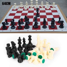 gernie Chess Pieces Set, 32Pcs Plastic Chessmen, Standard Tournament Black & White, Medium & Large Sizes, 32 Pieces (16 White, 16 Black), No Board, Tabletop Games, All Ages, 2 Players
