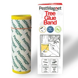 PestMagnet - Rotolo di Nastro collato Giallo per Alberi – 5 Metri – Laccio di Fissaggio Incluso – Resistente all'umidità – Trappola a Banda Adesiva Efficace Contro i parassiti degli Alberi