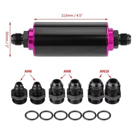 KSTE Inline Petrol Filter, Universal 100 Micron AN6 Aluminum High Flow Fuel Inline Petrol Filter Compatible with Car Truck Purple