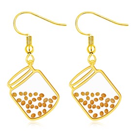 Yongxu Gold Plated Mustard Seed Wishing Bottle Earrings | Inspirational Dangle Earrings with Genuine Mustard Seed for Women | Unique Faith Symbol Jewelry