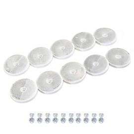 TAEUYYM 10 x Pendant White Round Cat's Eye Reflector, Pendant Round Rear Reflector, Cat's Eye Reflector, Screw Mounting, Cat's Eye Reflector, for Trailers, Caravans, Trucks, Tractors Reflector (White)