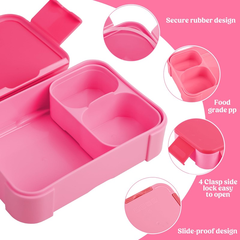 LEIKEEGO Lunch Box Kids,Leak-Proof Bento Lunch Box with Compartments for