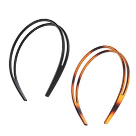 ZBKJYILF 2 pieces double row headbands, headband, women's high quality hair band made of hard plastic with double row of teeth