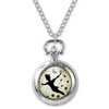 Silver-tone fantasy pocket watch, illustrated pendant necklace, parure « Peter
