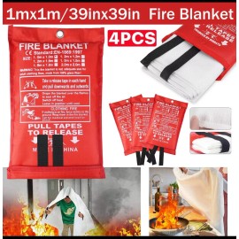 4 PK FIRE BLANKET Fiberglass Hero Emergency Home Retardant Prepared 39''x39'' 17