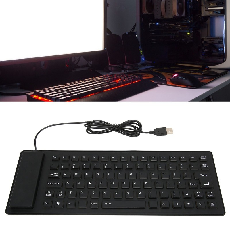 Foldable Silicone Keyboard 85 Keys Foldable Design Silent Wired Waterproof