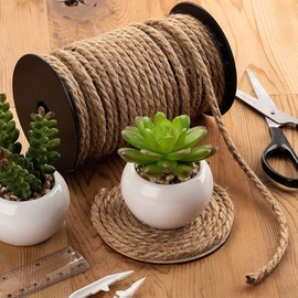 Bright Creations 100 Feet 5mm Thick Twisted Nautical Rope for Crafts and Gift Wrapping - Decorative Hemp Jute String Twine (Brown) - Jute Rope