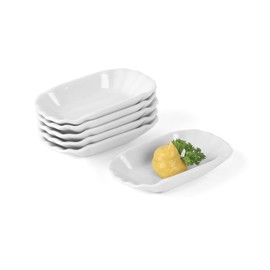 Holst Porzellan SL 111 Chip Bowl 9 cm Cardboard Look Snack Line, White, 8.5 x 5 x 1.5 cm, 6 Units
