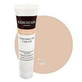 Keromask Full Coverage Hypoallergenic Concealer Shade LIGHT No 1 to Camouflage Vitiligo, Tattoos, Redness and Rosacea, Waterproof and Suitable for All Skin Types 1 x 15ml