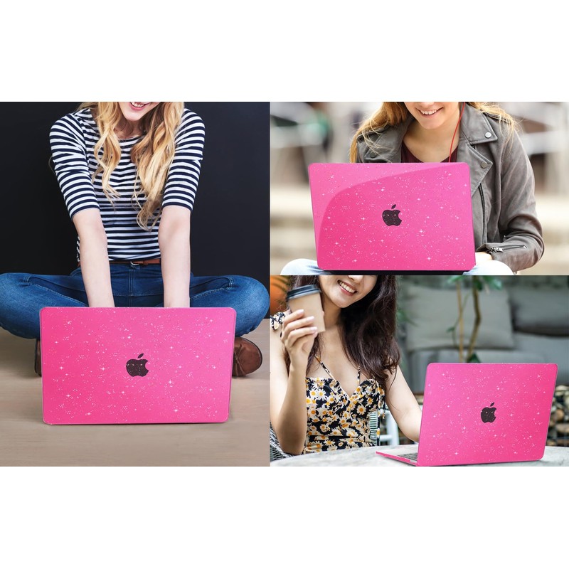 CISSOOK Rose Pink Glitter Case for MacBook Air 13 Inch