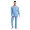 Amaxer Men's Long Cotton Pyjamas Set with Button Placket Long