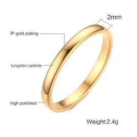 Rockyu Brand Tungsten Ring, Popular, Women's Ring, Men's, Simple, Black, Silver, Pink Gold, Thin Ring, 0.08 inch (2 mm) Wide, Stylish, Fashion Accessory, Tungsten Rose Gold, No Gemstone