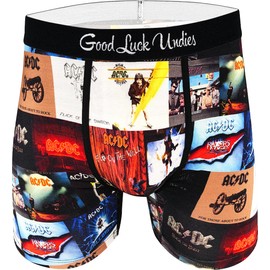 Good Luck Undies Men's AC/DC, Studio Covers Boxer Brief Underwear, Small