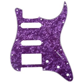 Musiclily HSS 11 Holes Strat Electric Guitar Pickguard for Fender US/Mexico Made Standard Stratocaster Modern Style Guitar Parts,4Ply Pearl Purple