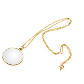 5X Magnifier Monocle Lens Necklace, Dual Purpose Magnifying Glass Loupe with Optical Glass & Zinc Alloy Chain for Jewelry, Reading & Hobbies