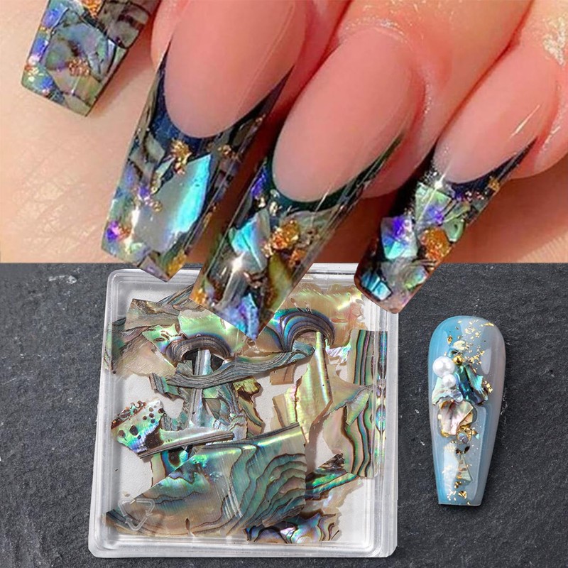 Abalone Nail Art Sequins 3D Irregular Natural Sea Shell Texture