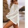 ZESICA Women's 2024 Summer Crochet Hollow Out Long Sleeve Beach