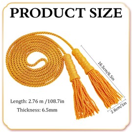 MAYJOYDIY 2.76 m Golden Braided Cord Tassel Decorative Twisted Cord with Tassels Polyester Silk Cord Graduation Cord for Curtains Draping Tieback Outdoor Home Indoor Flag Pole
