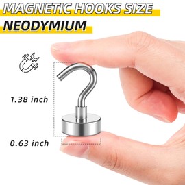 VNDUEEY 60 Pack Strong Magnetic Hooks, 25Lbs Magnet Hooks Heavy Duty, Metal Magnetic Hooks for Hanging, Magnetic Hook for Cruise, Kitchen, Garage, Classroom, and Office