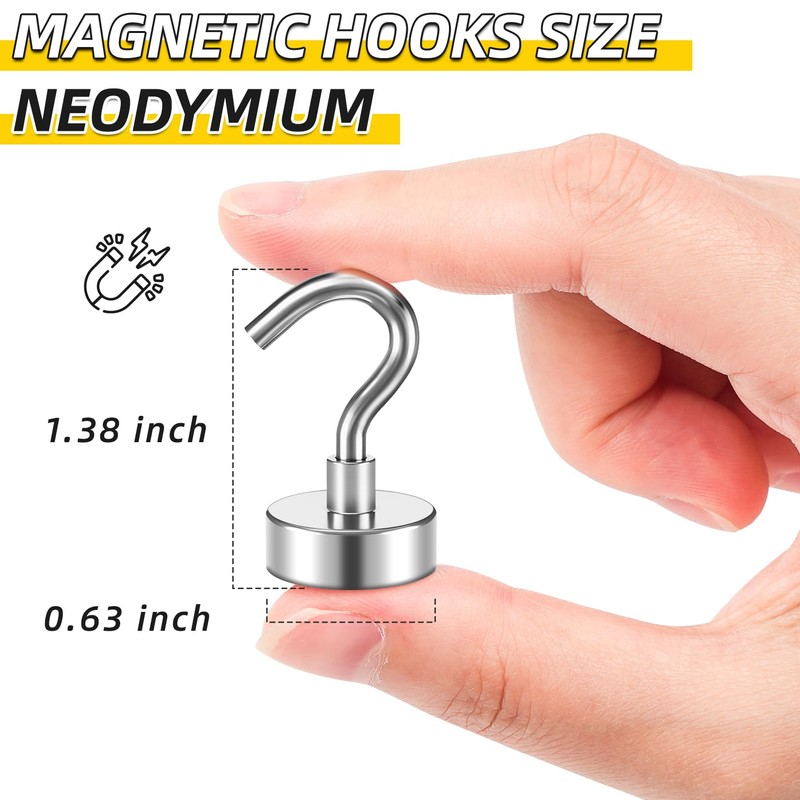 VNDUEEY 60 Pack Strong Magnetic Hooks, 25Lbs Magnet Hooks Heavy