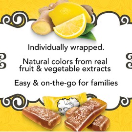 Lovely Candy Co. Lemon Ginger Chews, Made with Real Ginger, Individually Wrapped Ginger Candy, 5 Ounce (Pack of 3) | Gluten-Free, Non-GMO, NO Artificial Ingredients, NO High Fructose Corn Syrup | Simply Made with 4 Ingredients!