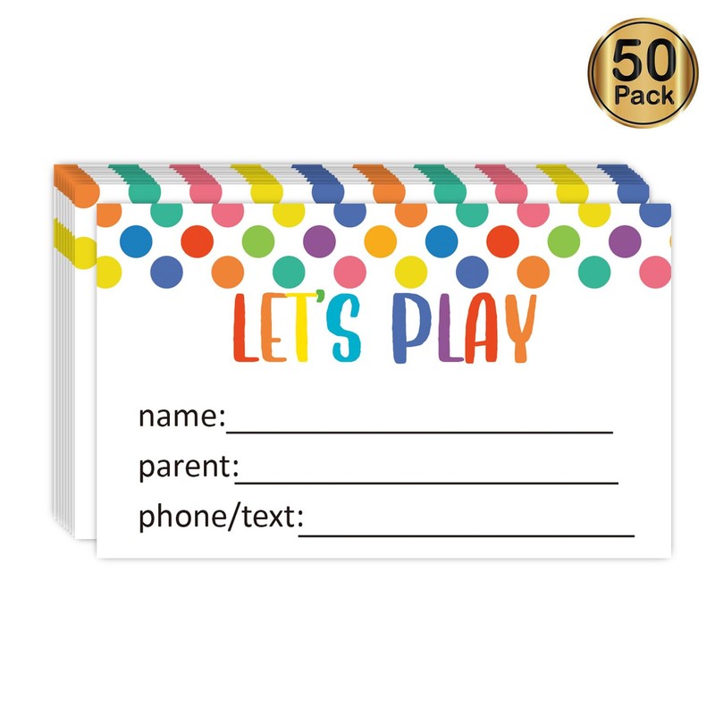 KONKAVA 50 Multicolor Play Date Cards, 3.5" x 2"