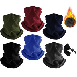 6 Pack Winter Neck Warmer Ski Face Mask: Fleece Neck Gaiter Mask Face Cover Balaclava Mask Scarf Motorcycle Gator for Men Women Snowboard Cycling Fishing Running Wind Protection Outdoor, Red