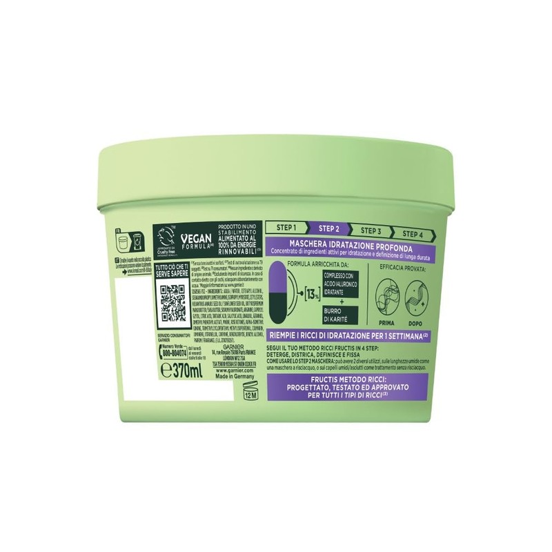 Garnier Fructis Maschera Idratante, Per Capelli Ricci Definiti Idratati e