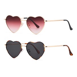 Musivon Heart Sunglasses Women's Polarised Vintage Festival Heart Shape Sunglasses Hippie Glasses, Red + black