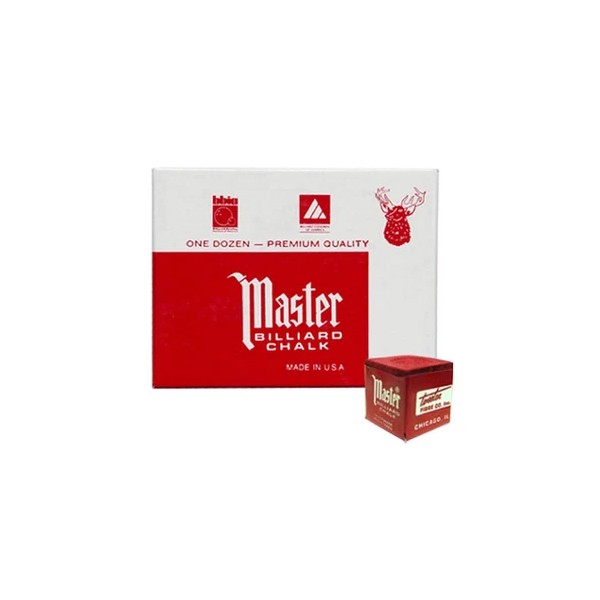 Master Billiard/Pool Cue Chalk - Red - 1 Pack/12 Pieces