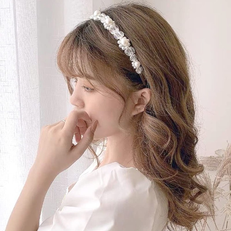 Mikael Headband MK-0005 Pearl White Petals