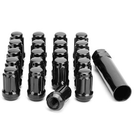 glorider M12x1.5 Spline Lug Nuts, 20pcs 12x1.5 Lug Nuts Black with 1 Socket Key,Lock Nuts for Accord Civic CRV YJ MK RT Odyssey Element HRV Legend XRV Courier Escape Escort Fiesta Focus Fusion Sierra