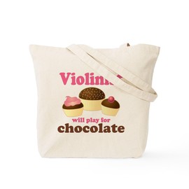CafePress Chocolate Violin Tote Bag Reusable Natural Beige Canvas Shopping Bag