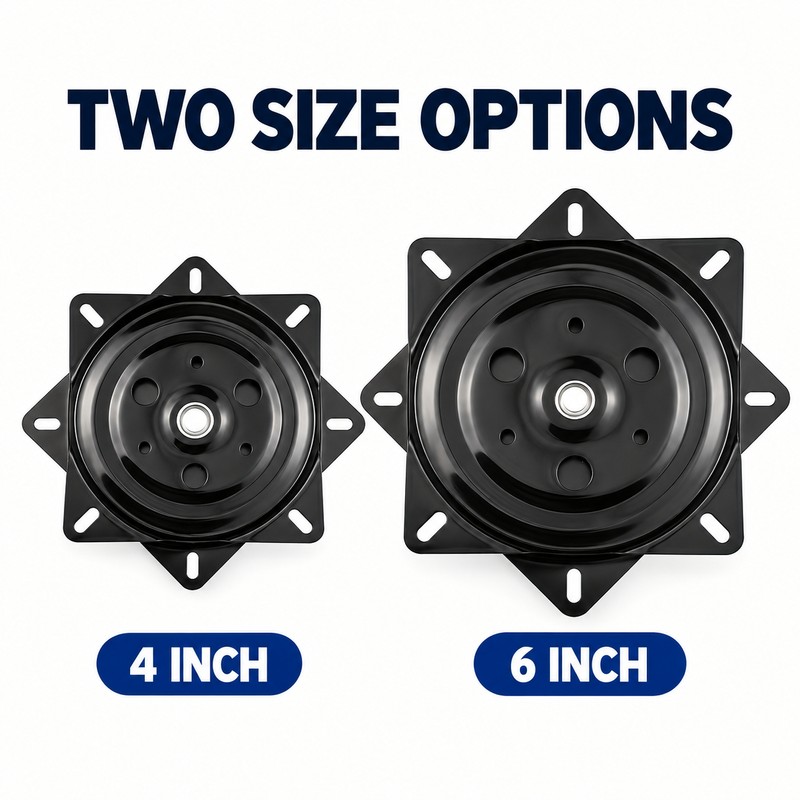 2-Pack 360° Steel Chair Swivel Base Plates, 4-Inch & 6-Inch