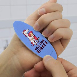 Hold Your Horses Funny Humor Double-Sided Oval Nail File Emery Board Set 4 Pack