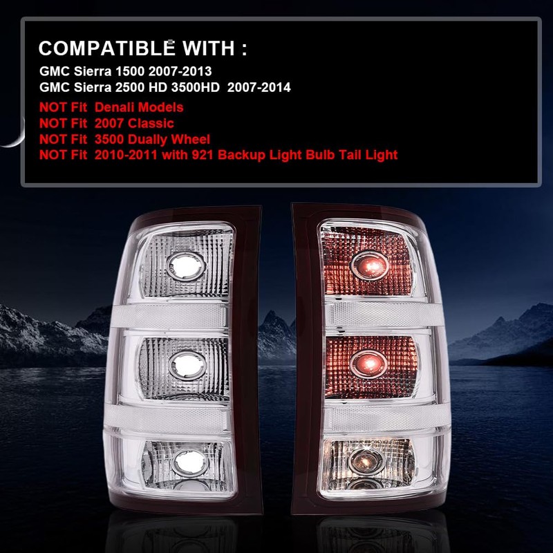 PIT66 Tail Light Assembly Compatible with 07-14 Chevy Silverado w/Single