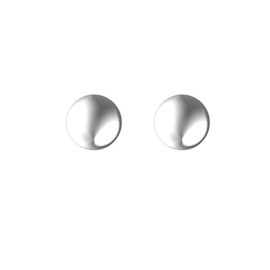 Plain Gold Jewelry, Dainty, Hollow 8mm Flat Ball Studs in Solid 14K White Gold with Push Backs, High Polished Dainty Earrings