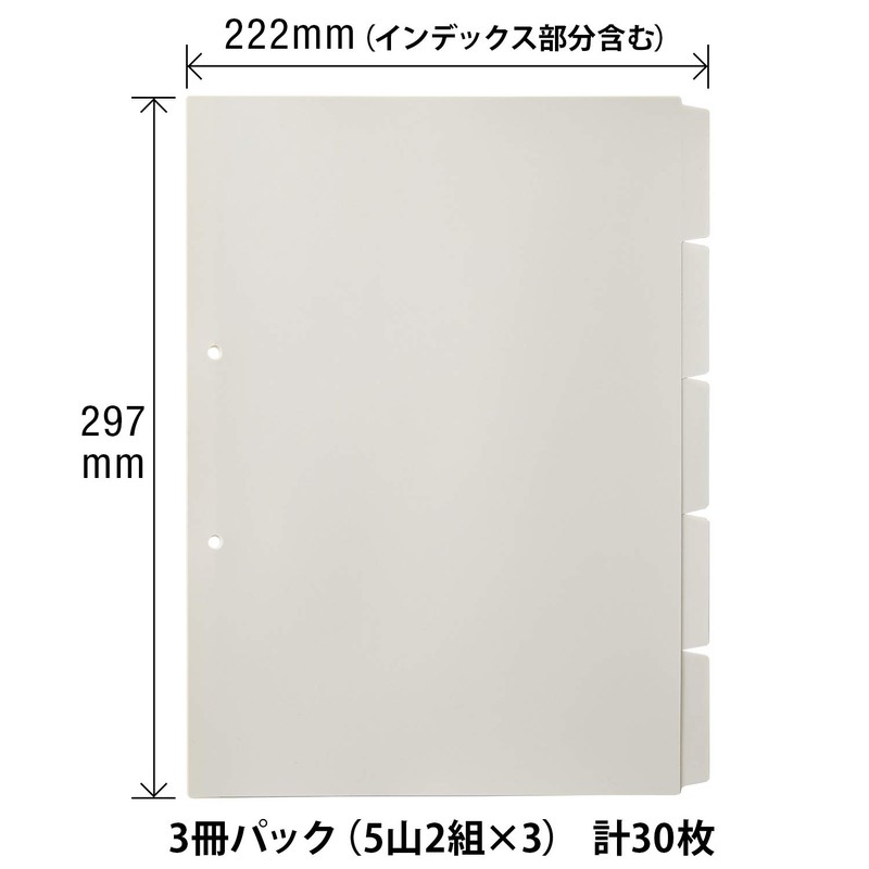 Plus Index A4, 2 Holes, Removable Labels, Non-Printed, 5 Stacks,