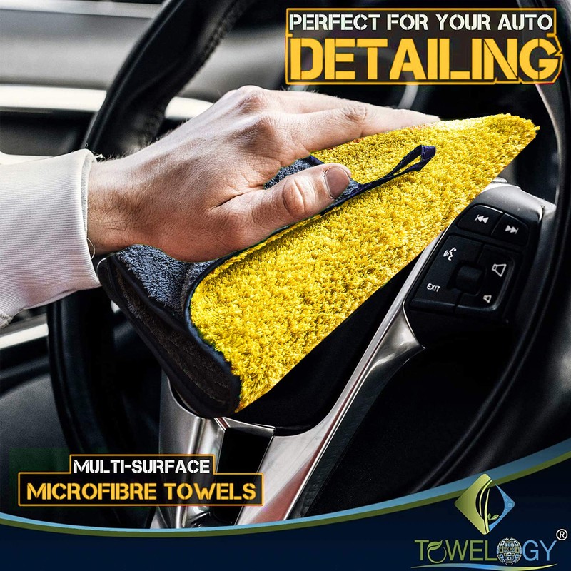 Towelogy Microfibre Car Cleaning Cloths 800gsm High Density CHEMICAL FREE