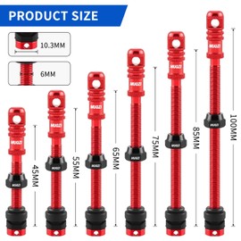 Presta Universal Valve Stem, Tubeless Presta Valve Stem Kit with Core Removal Tool for MTB/Mountain Bike/Road Bike, 55MM Red
