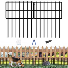 25 Pack Garden Animal Barrier - 1.65inch Spike Spacing, Reusable Rustproof Metal Fence Border for Dogs & Rabbits - Total 27ft(L) x 17inch(H)