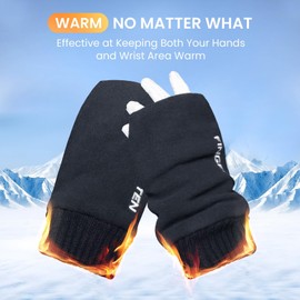 FINGER TEN Golf Gloves Winter Men Women Left and Right Both Hand Wintersof Warm Value Pair, Golf Mitts Breathable Wear Resistance Sport Outdoor (M,Black)